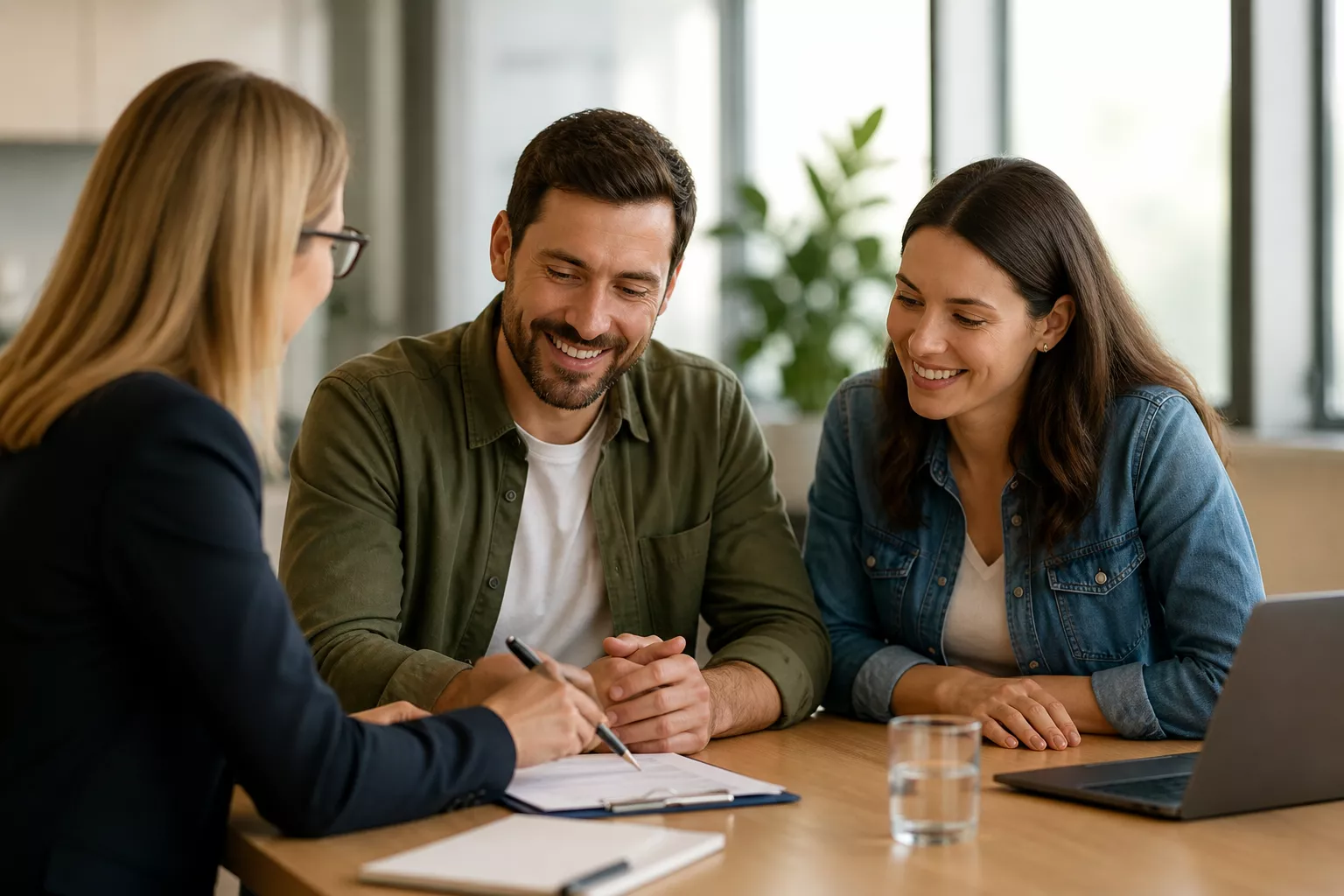 Clients meeting with financial adviser
